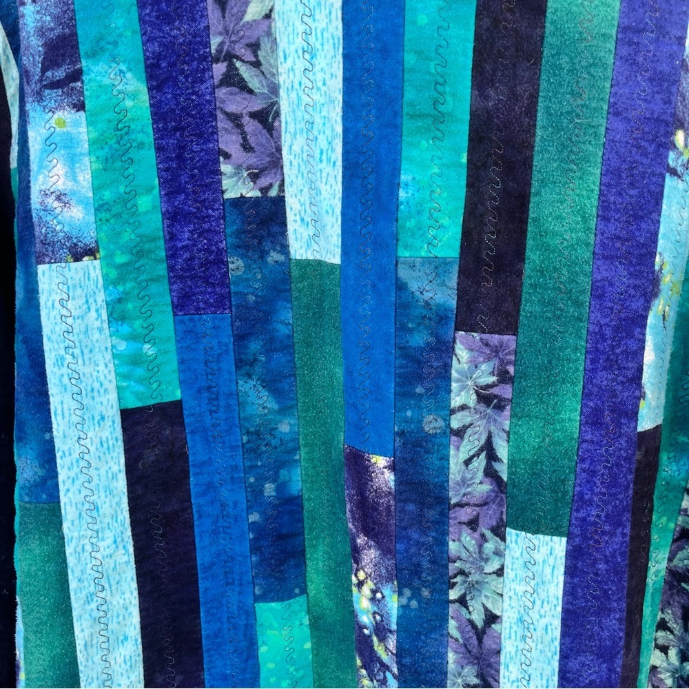 Patchwork Blue and Green Women's Jacket - Picture 4 of 5